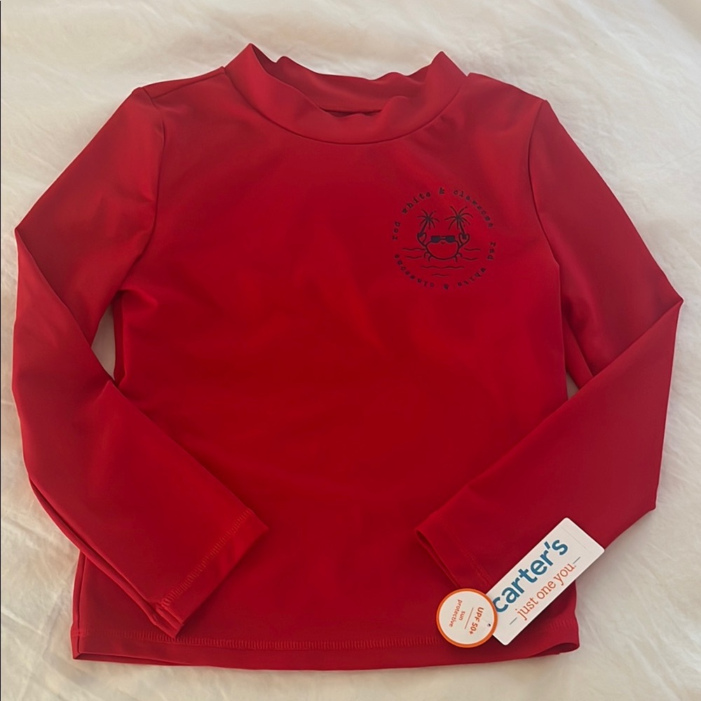 NWT Carter’s Red Long Sleeve Rashguard Size 5T UPF 50+